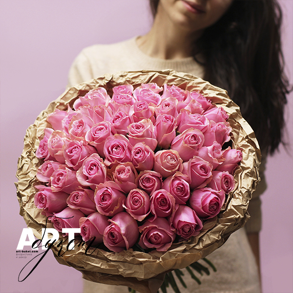 Цветы 51 розовая роза (40 см)