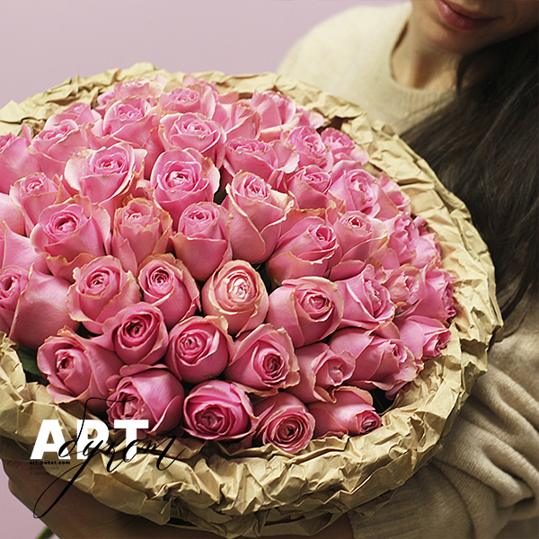 Цветы 51 розовая роза (40 см)